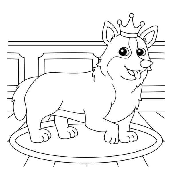 Corgi Dog Coloring Page για παιδιά — Διανυσματικό Αρχείο