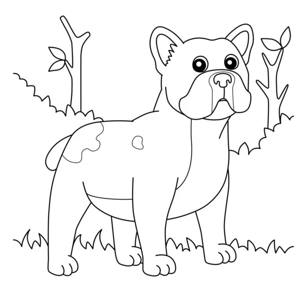 French Bulldog Dog Coloring Page for Kids — Stock Vector