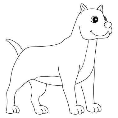 Pitbull Köpek Boyama Sayfası Çocuklar İçin İzole Edildi