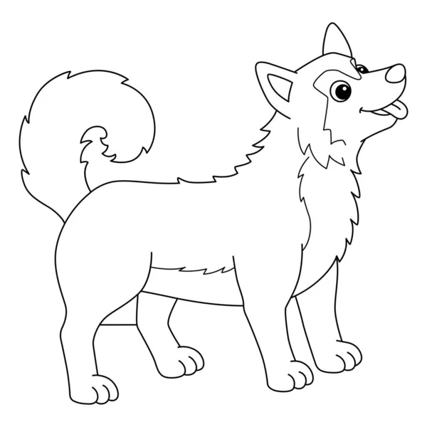 Siberian Husky Dog Coloring Page Isolated for Kids — Vector de stock