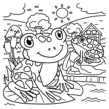 Çocuklar için Kurbağa Boyama Sayfası