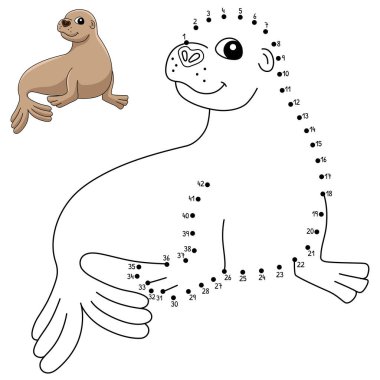 Noktadan Noktaya Deniz Aslanı Çocuklar için Hayvan Boyama Sayfası