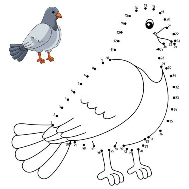 Çocuklar için Dot to Dot Güvercin Boyama Sayfası