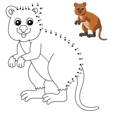 Dot to Dot Quokka Çocuklar için Hayvan Boyama Sayfası