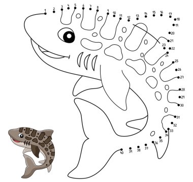 Dot to Dot Leopar Köpekbalığı Hayvan Boyama Sayfası