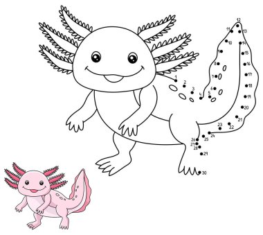 Dot to Dot Axolotl Çocuklar için Boyama Sayfası