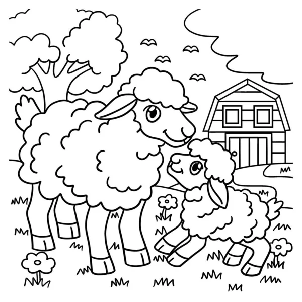 Coloriage de mouton pour les enfants — Image vectorielle