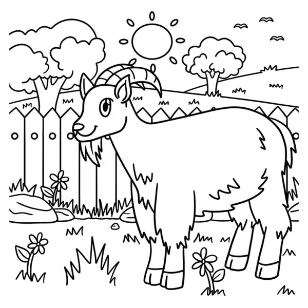 Страница раскраски коз для детей — стоковый вектор