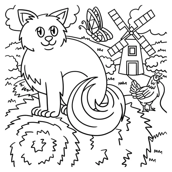 Página para colorear de gato para niños — Vector de stock