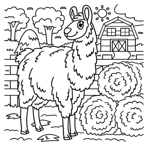 Coloriage Lama pour enfants — Image vectorielle