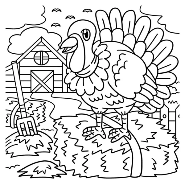Turkey Coloring Page for Kids — Stock Vector