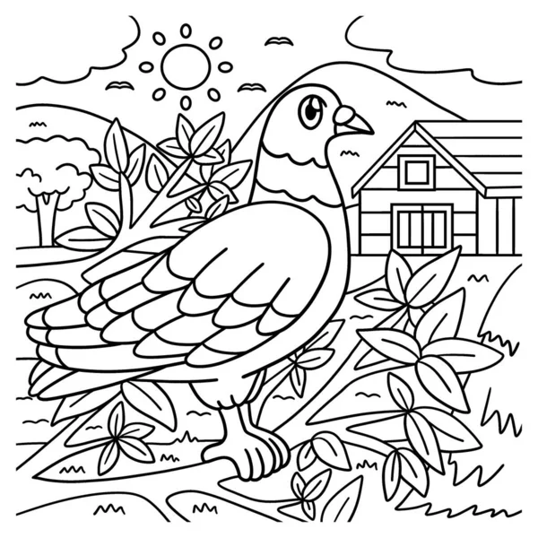 Pigeon Coloring Page for Kids — Vettoriale Stock
