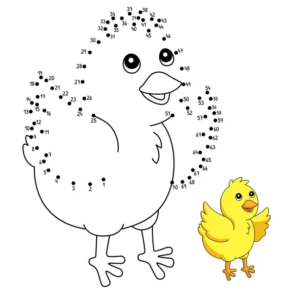 Dot to Dot Chick Coloring Page for Kids — стоковый вектор