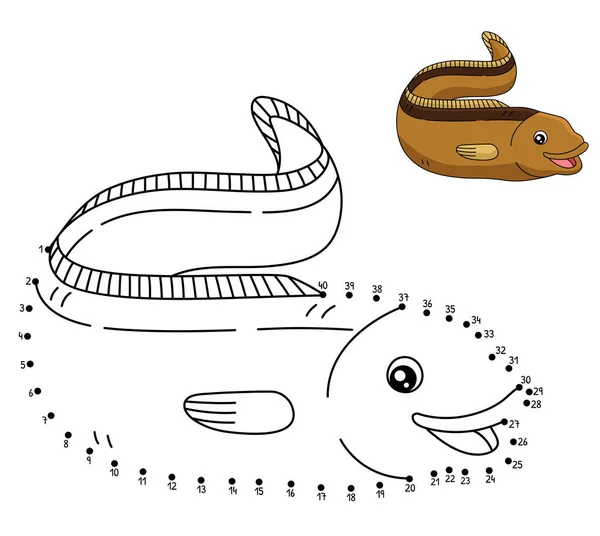 Página para colorear de anguila de punto a punto para niños — Archivo Imágenes Vectoriales