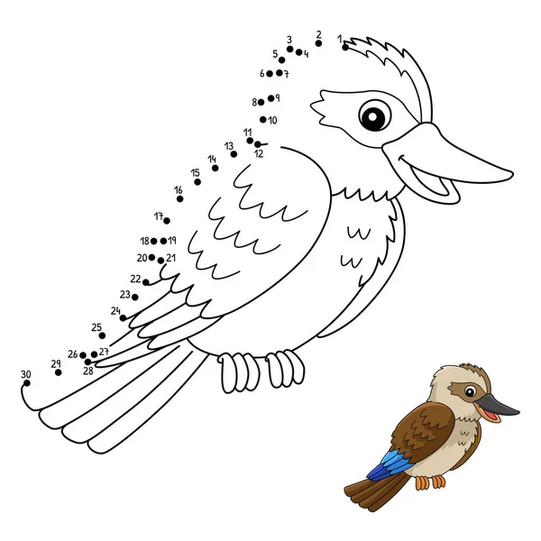 Página para colorear de punto a punto Kookaburra Animal — Vector de stock