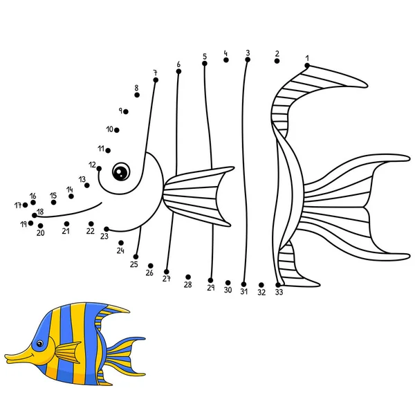 Dot to Dot Angelfish Colorir página para crianças — Vetor de Stock