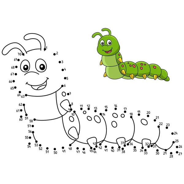 Dot to Dot Caterpillar Coloring Page for Kids — стоковый вектор