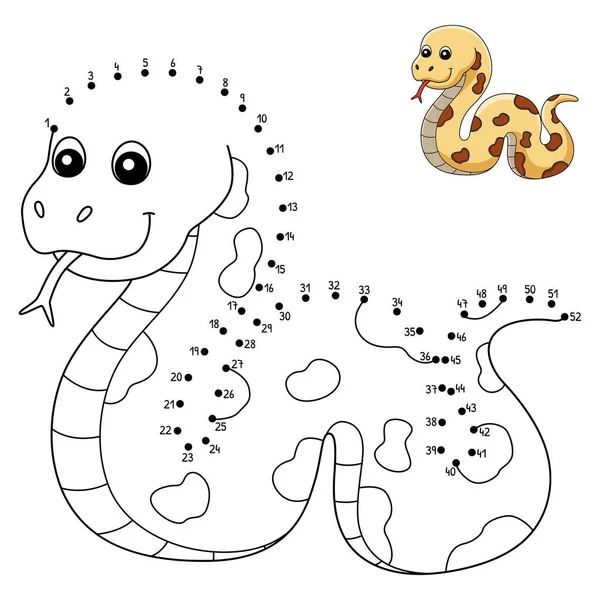 Крапка за крапкою Змія на землі Розмальовка для дітей — стоковий вектор