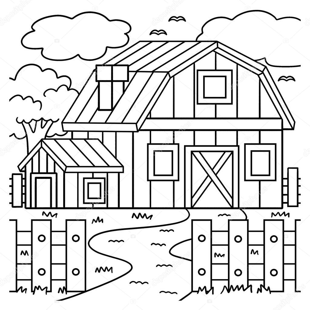 Farmhouse Coloring Page for Kids