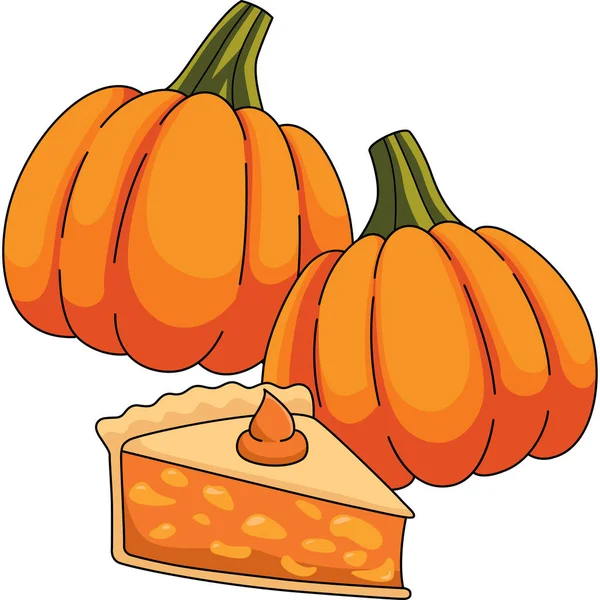 Thanksgiving citrouille tarte dessin animé couleur Clipart — Image vectorielle