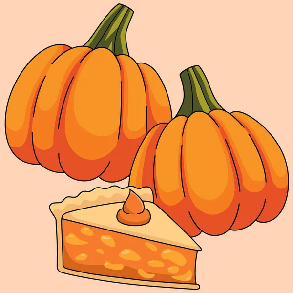 Illustration de dessin animé de tarte à la citrouille de Thanksgiving — Image vectorielle