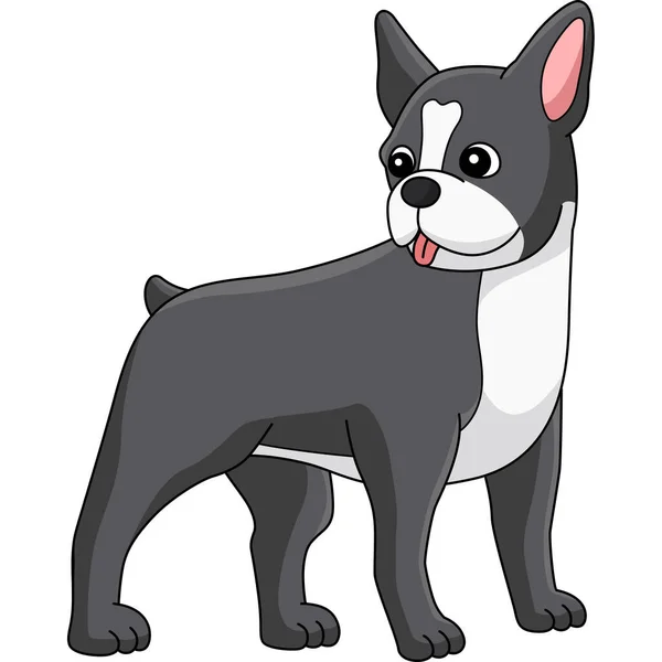 Clipart Bande Dessinée Montre Une Illustration Boston Terrier — Image vectorielle