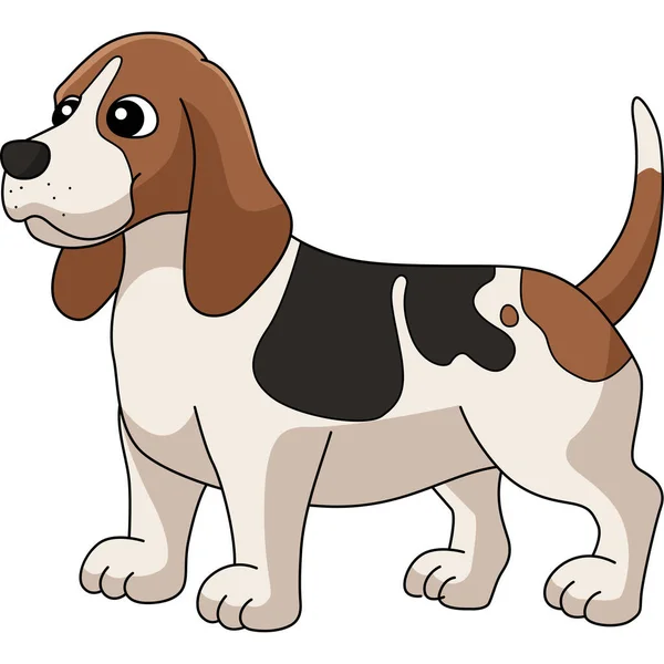 Cartoon Clipart Shows Basset Hound Illustration — Stock Vector