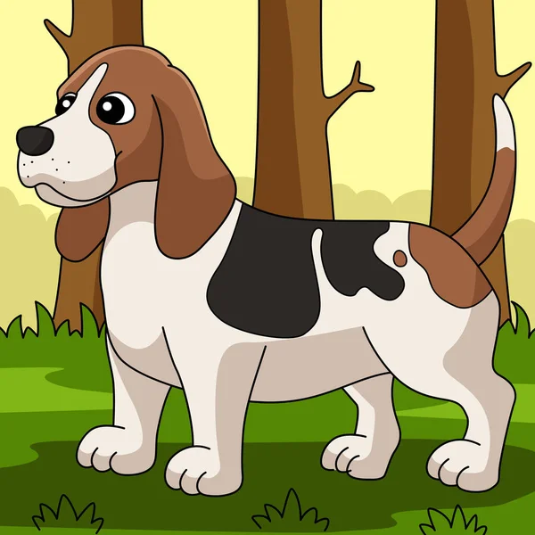 这个卡通片的部分展示了一个Basset猎犬的图解 — 图库矢量图片