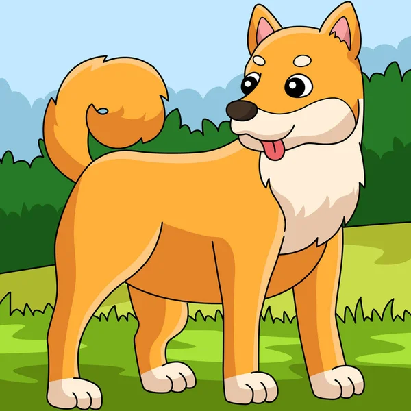 Deze Cartoon Clipart Toont Een Shiba Inu Illustratie — Stockvector