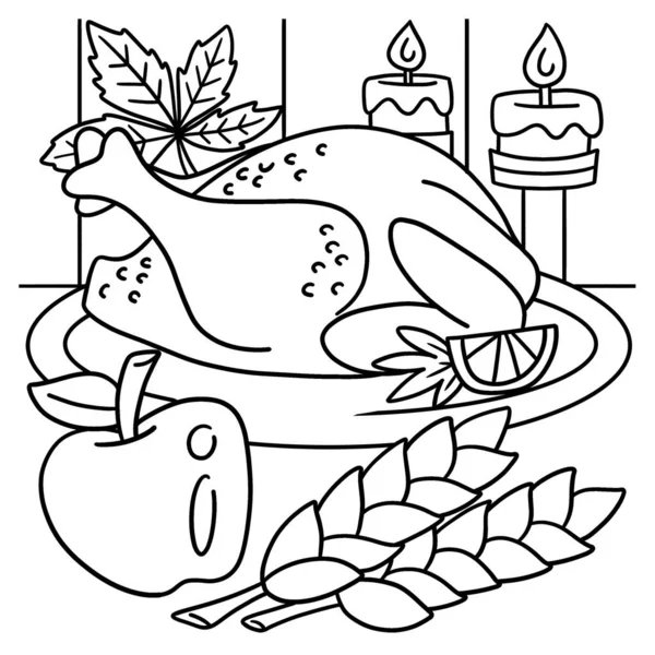 Cute Funny Coloring Page Thanksgiving Turkey Meal Provides Hours Coloring — Stock Vector