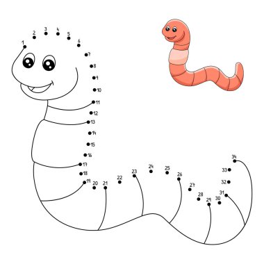 Bir solucanın noktalarını birleştiren sevimli ve komik bir sayfa. Çocuklar için saatlerce boyama eğlencesi sağlıyor. Renklendirmek için, bu sayfa çok kolaydır. Küçük çocuklar ve yeni yürümeye başlayanlar için uygun..