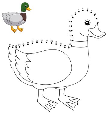 Şirin ve komik bir ördeğin nokta boyama sayfasını birleştirir. Çocuklar için saatlerce boyama eğlencesi sağlıyor. Renklendirmek için, bu sayfa çok kolaydır. Küçük çocuklar ve yeni yürümeye başlayanlar için uygun..