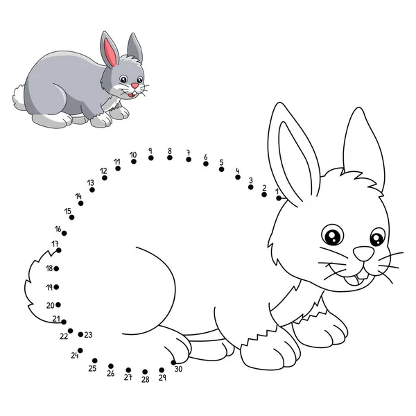 Cute Funny Connect Dots Coloring Page Bunnies Bunny Rabbits Provides — Stock Vector