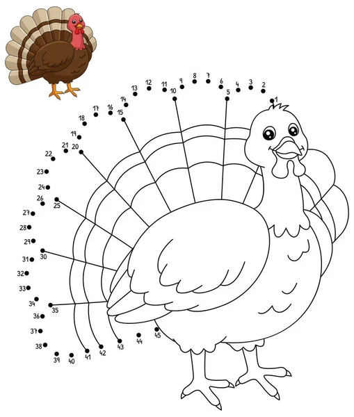 Cute Funny Connect Dots Coloring Page Turkey Provides Hours Coloring — Stock Vector