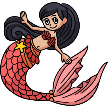 Bu karikatür parçası dans eden bir deniz kızı çizimini gösteriyor..