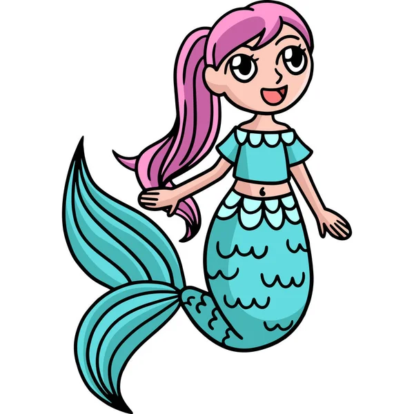 Dieser Cartoon Clip Zeigt Eine Singende Meerjungfrau — Stockvektor