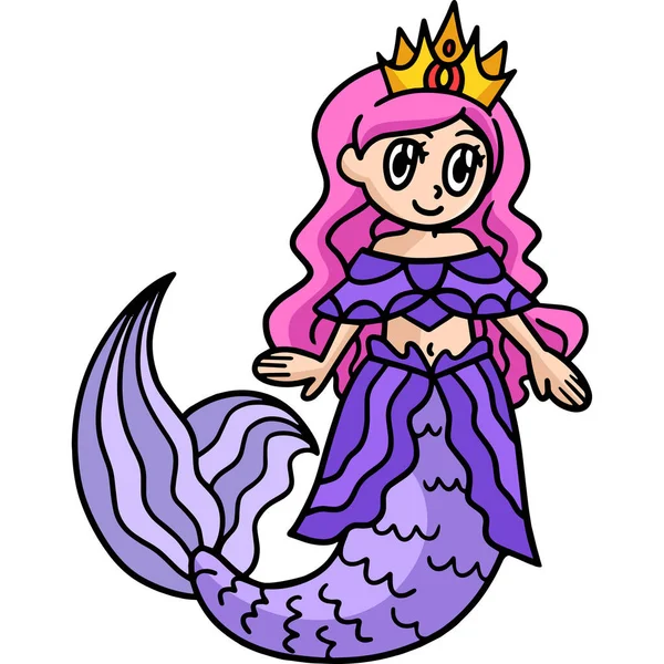 Dieser Cartoon Clip Zeigt Eine Meerjungfrau Prinzessin Illustration — Stockvektor