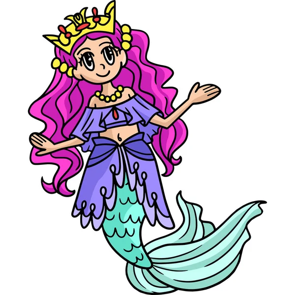 Cartoon Clipart Shows Mermaid Princess Illustration — Stock Vector