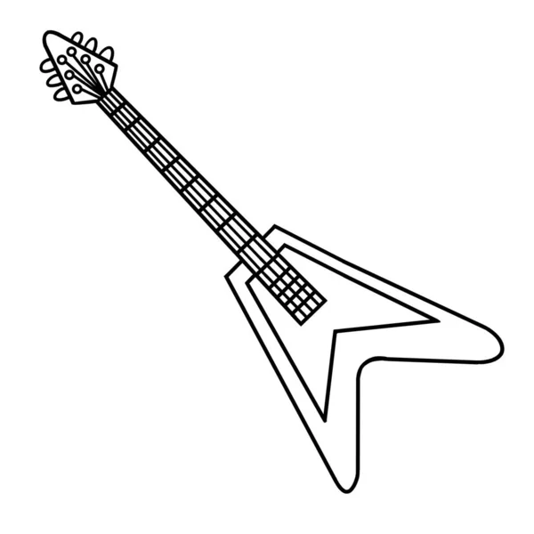 Una Página Para Colorear Lindo Divertido Guitarra Proporciona Horas Diversión — Vector de stock