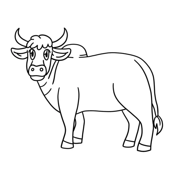 Una Página Para Colorear Lindo Divertido Animal Granja Bueyes Proporciona — Vector de stock