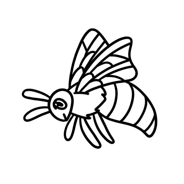 Cute Funny Coloring Page Bee Farm Animal Provides Hours Coloring — стоковый вектор