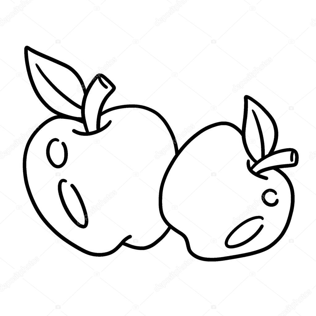 A cute and funny coloring page of an apple. Provides hours of coloring fun for children. To color, this page is very easy. Suitable for little kids and toddlers.