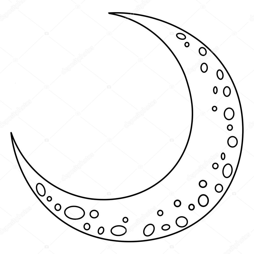A cute and funny coloring page of Crescent Moon. Provides hours of coloring fun for children. To color, this page is very easy. Suitable for little kids and toddlers.
