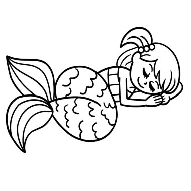 Uyuyan bir denizkızının sevimli ve komik renkli sayfası. Çocuklar için saatlerce boyama eğlencesi sağlıyor. Renklendirmek için, bu sayfa çok kolaydır. Küçük çocuklar ve yeni yürümeye başlayanlar için uygun..