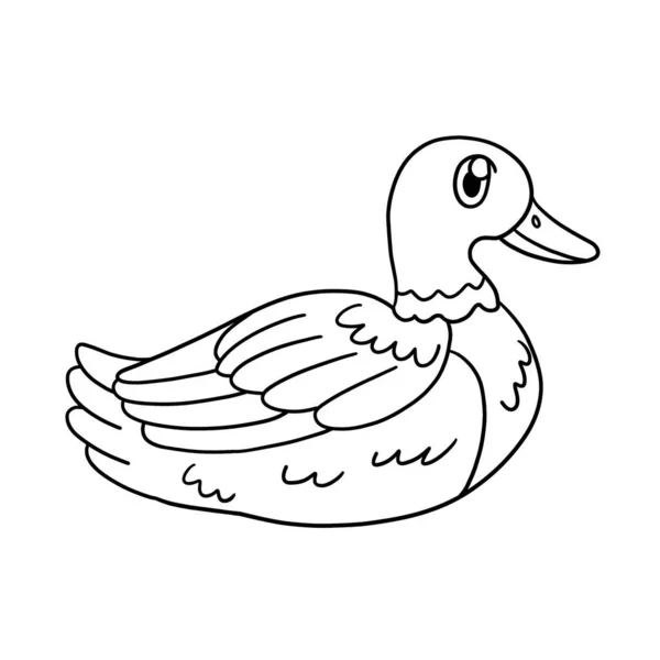 Cute Funny Coloring Page Duck Farm Animal Provides Hours Coloring — Vettoriale Stock