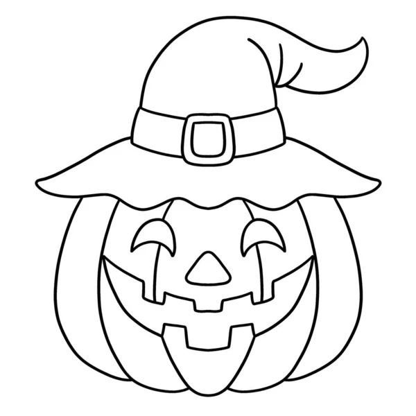 Cute Funny Coloring Page Pumpkin Witch Provides Hours Coloring Fun — Stock Vector