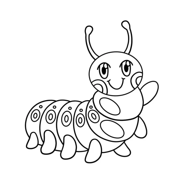 Cute Funny Coloring Page Caterpillar Farm Animal Provides Hours Coloring — 图库矢量图片