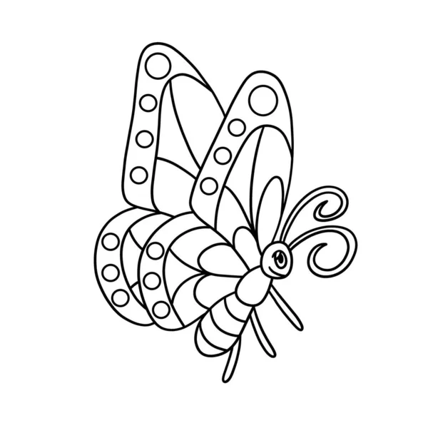Una Página Para Colorear Lindo Divertido Animal Granja Mariposas Proporciona — Archivo Imágenes Vectoriales
