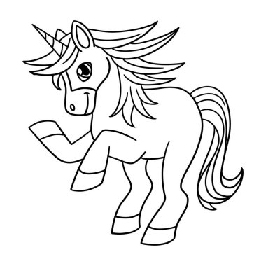 Tek boynuzlu at oynamanın sevimli ve komik renkli bir sayfası. Çocuklar için saatlerce boyama eğlencesi sağlıyor. Renklendirmek için, bu sayfa çok kolaydır. Küçük çocuklar ve yeni yürümeye başlayanlar için uygun..