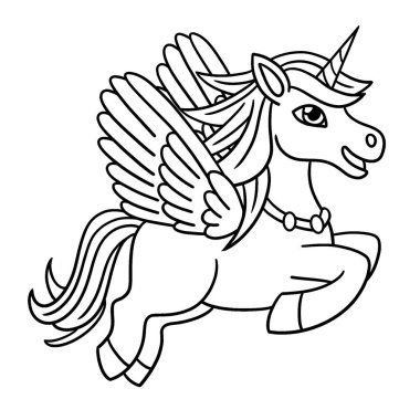 Uçan tek boynuzlu atın şirin ve komik renkli bir sayfası. Çocuklar için saatlerce boyama eğlencesi sağlıyor. Renklendirmek için, bu sayfa çok kolaydır. Küçük çocuklar ve yeni yürümeye başlayanlar için uygun..